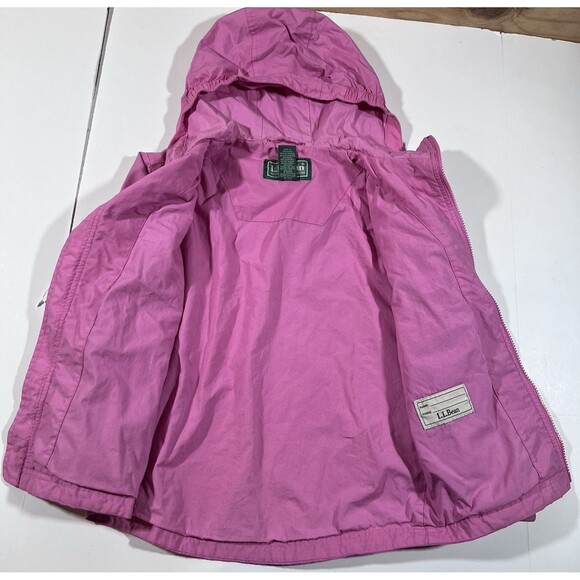 LL Bean Pink Full Zip Nylon Long Sleeve Windbreaker Jacket Kids/Girls Size 8 - Picture 9 of 11
